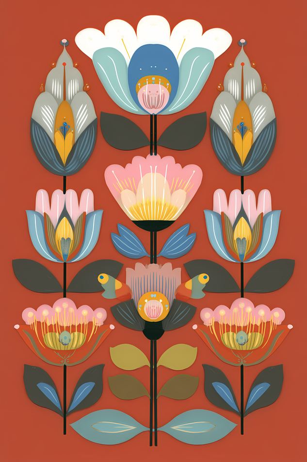 Nordic Floral No. 100 printable wall art