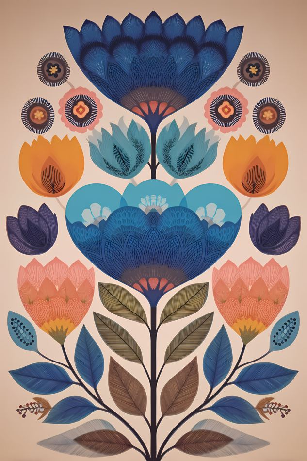 Nordic Floral No. 118 printable wall art