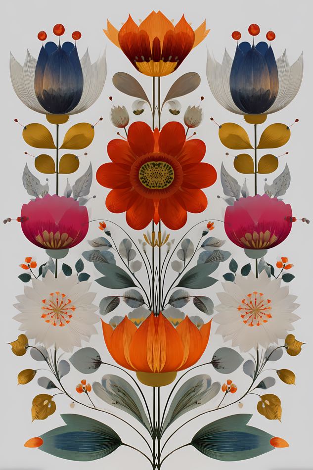 Nordic Floral No. 124 printable wall art