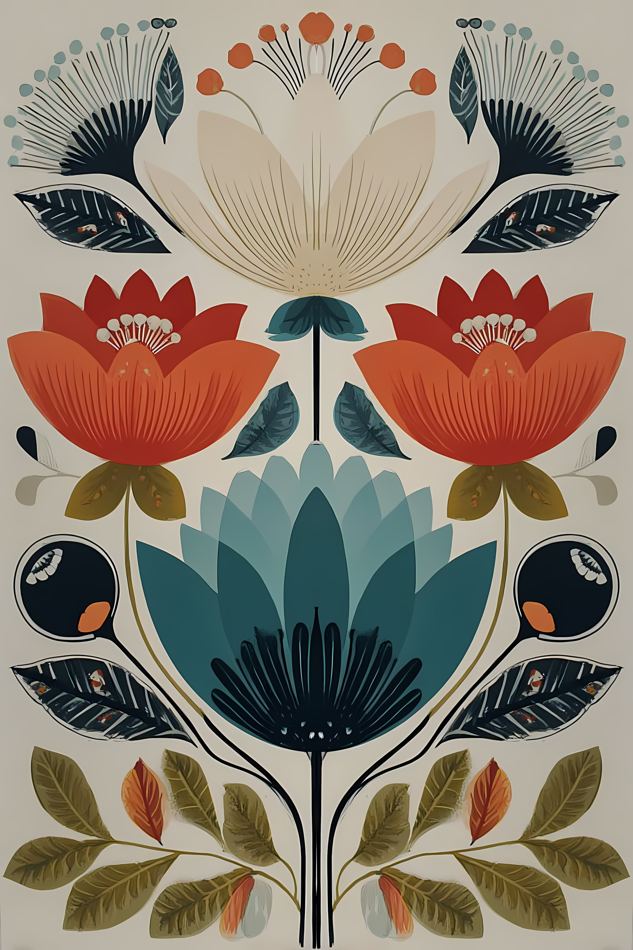 Nordic Floral No. 127 printable wall art