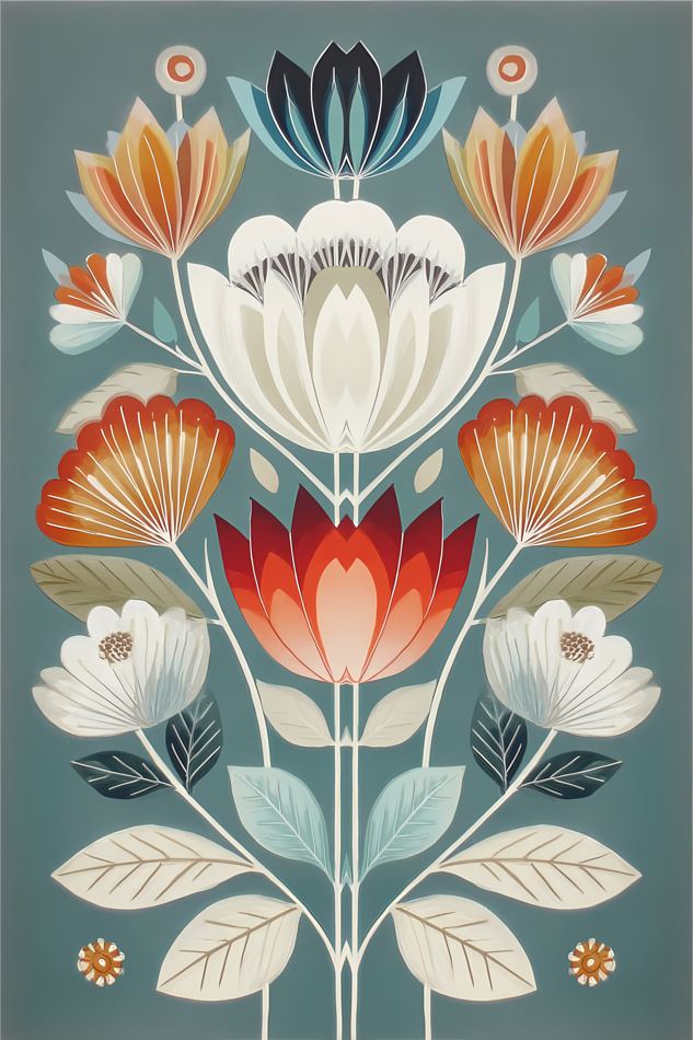 Nordic Floral No. 128 printable wall art