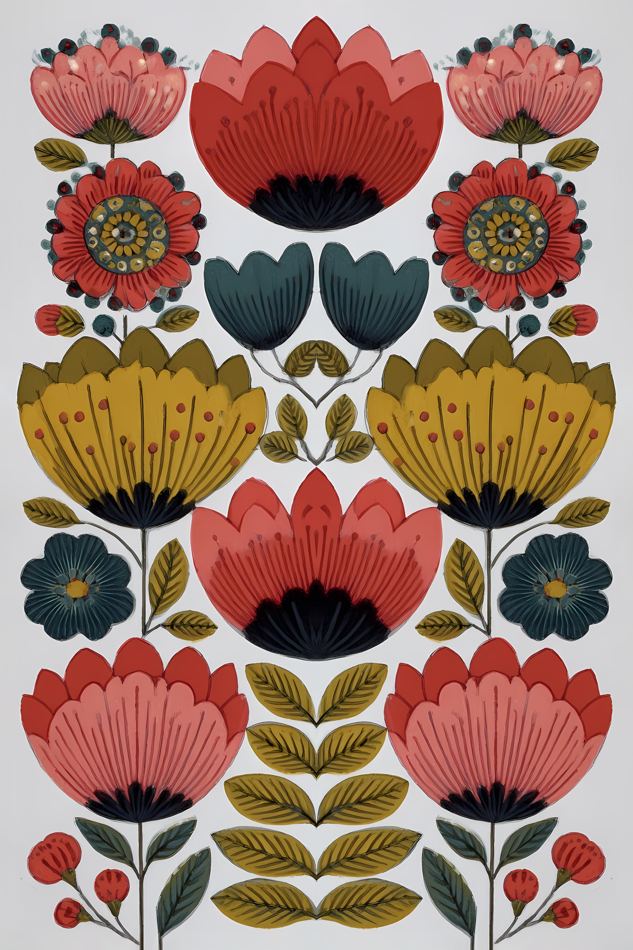 Nordic Floral No. 132 printable wall art